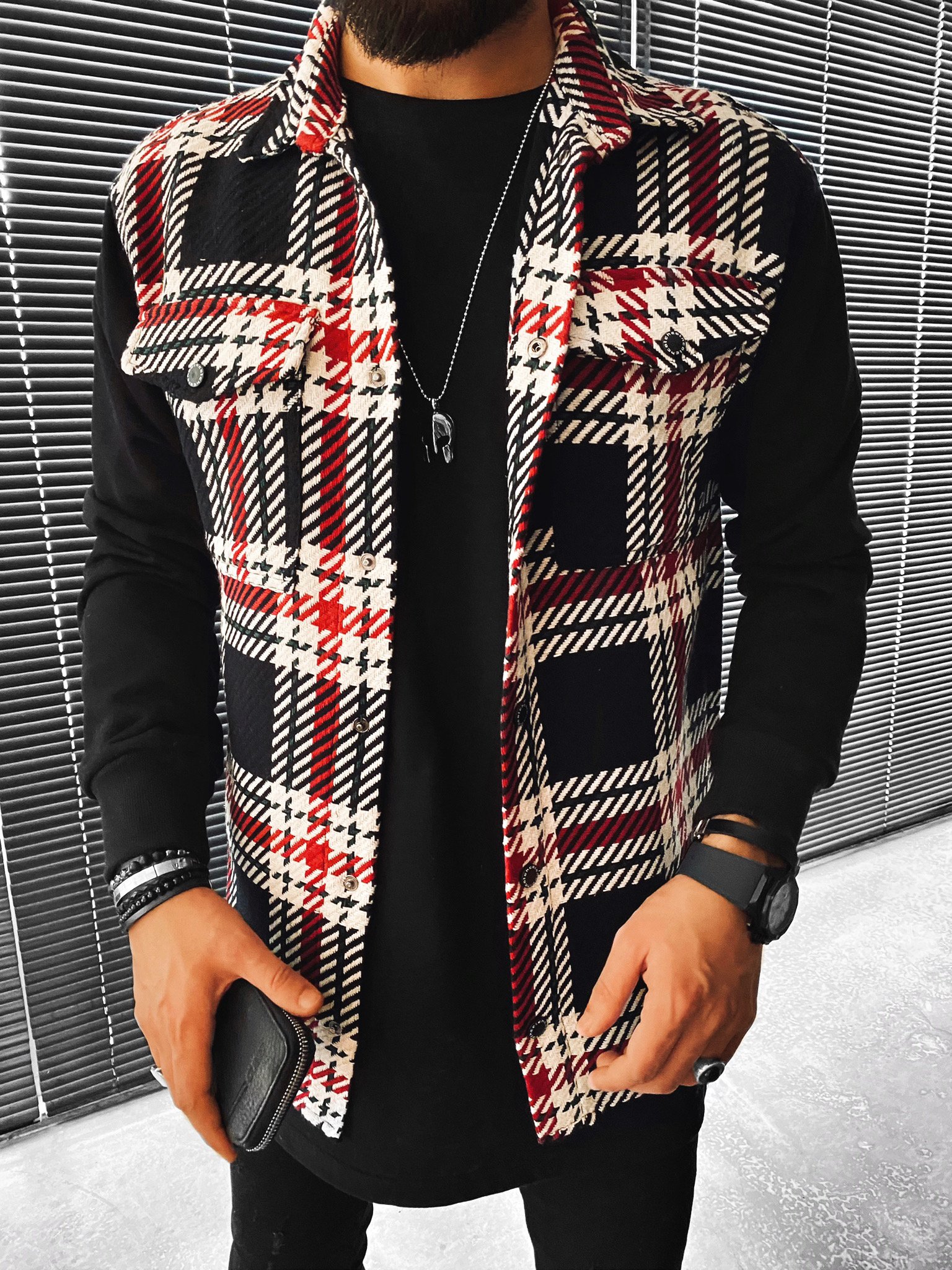 Casual Fashion Plaid Texture Color Block Jacket