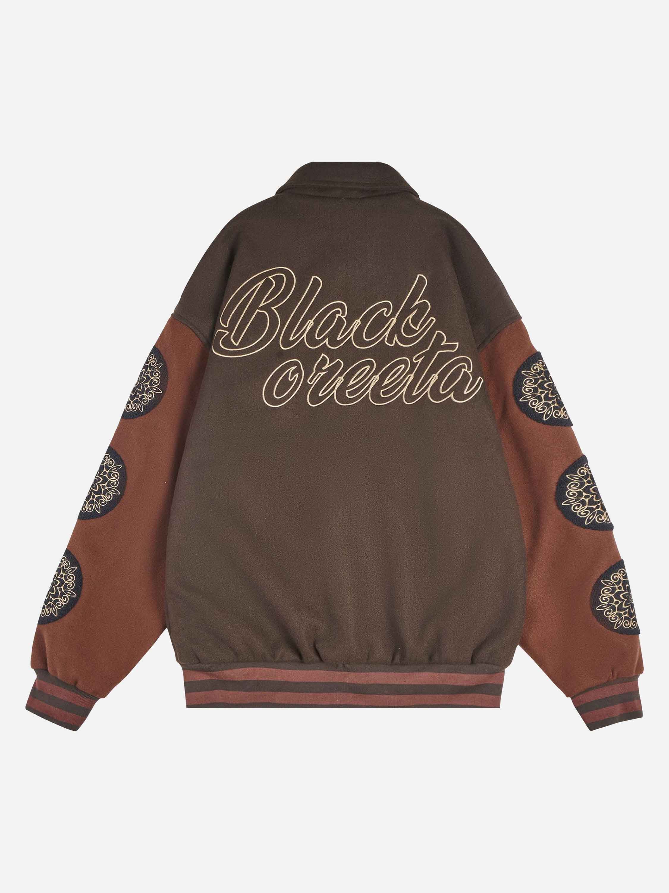 Vimiaparty's Hip-hop Retro Towel Embroidery Patchwork Baseball Jacket