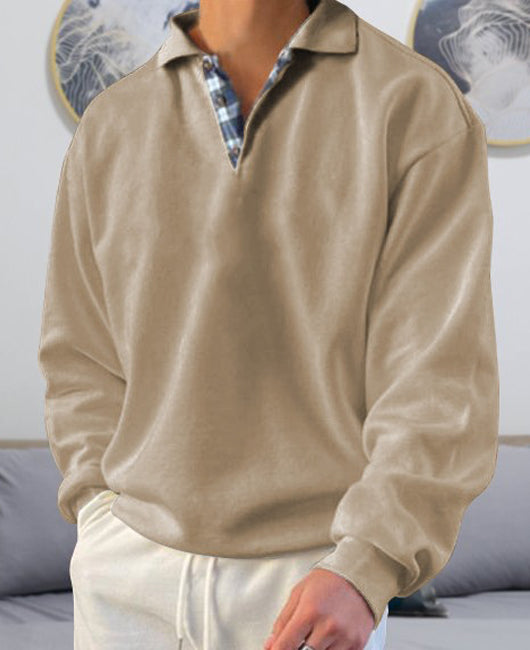 Elegant Plain Lapel Neck Long Sleeve Loose Shirt